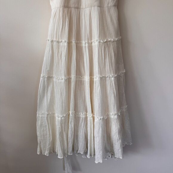 BCBGMaxazria White Cream Midi Bohemian Halter Dress Size 8 - Picture 5 of 8
